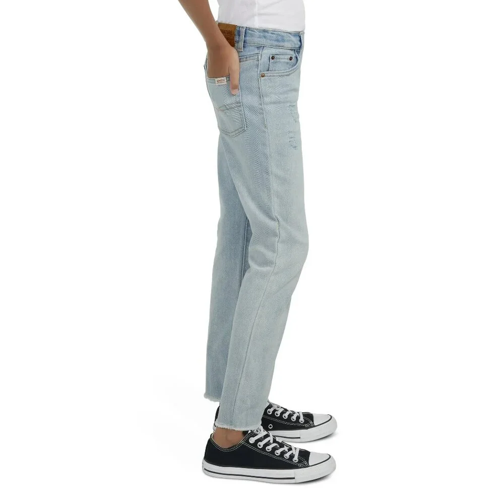 Levi Strauss Distressed Straight Leg Jeans Heritage High-Rise Girls 14 Reg